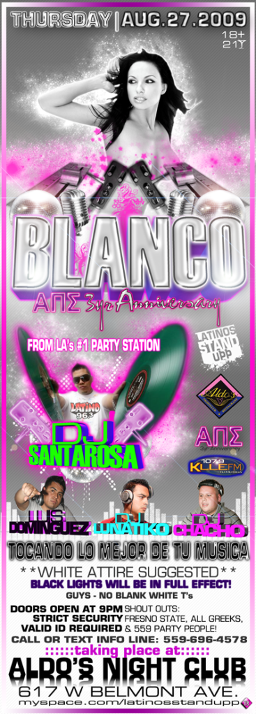 pizza party flyer. BLANCO 3rd yr annv party flyer