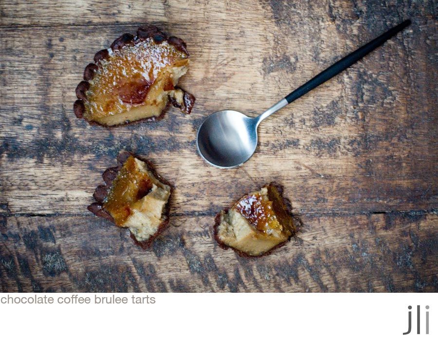 chocolate coffee brulee tarts