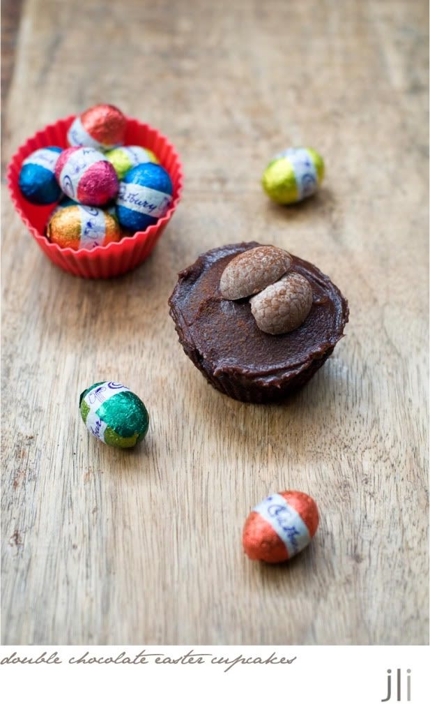 double chocolate easter cupcakes