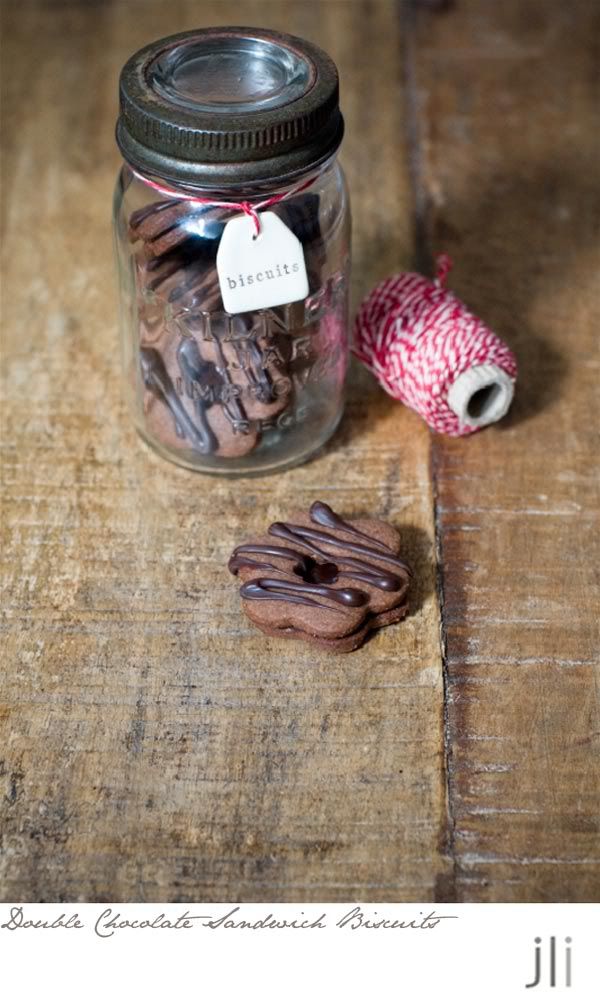 Double chocolate sandwich biscuits