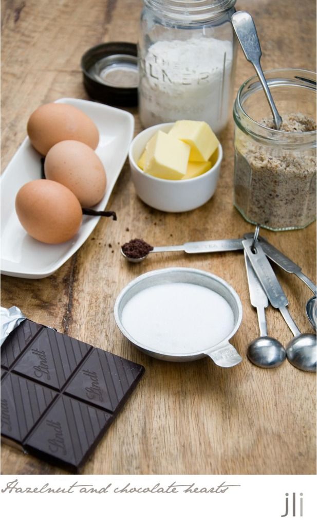 hazelnut and chocolate hearts