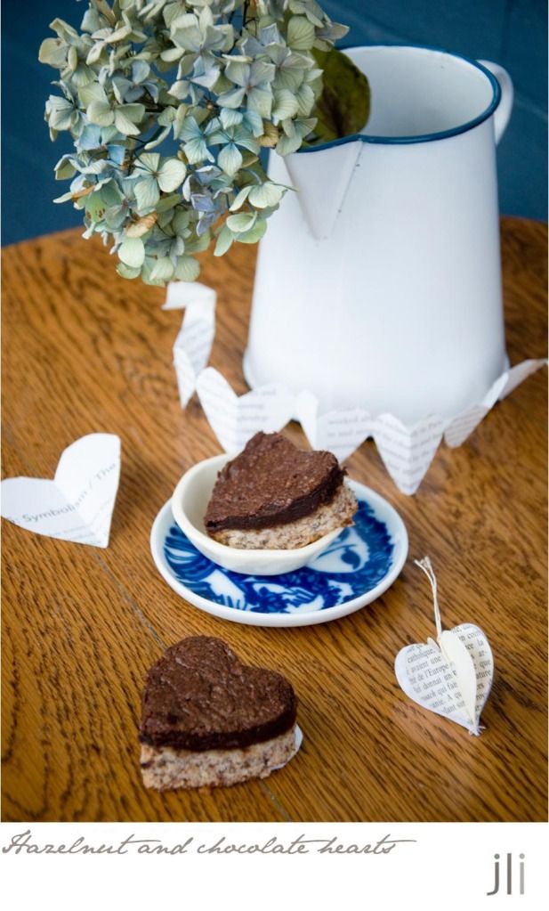 hazelnut and chocolate hearts
