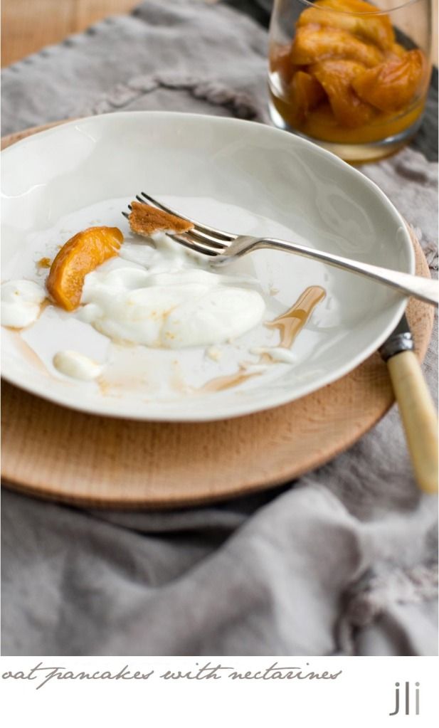 oat pancakes with oven baked nectarines