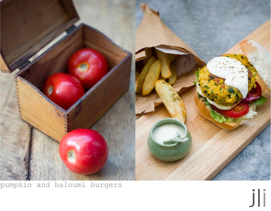 pumpkin and haloumi burgers