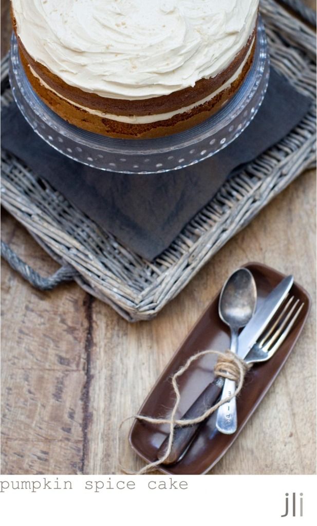 pumpkin spice cake with maple cream cheese icing