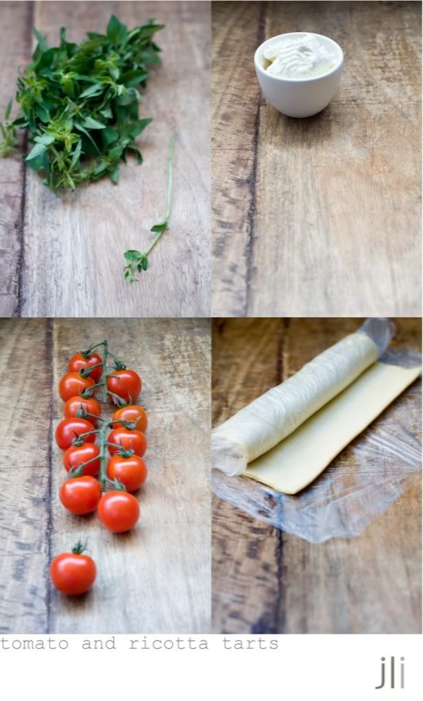 cherry tomato and ricotta tarts