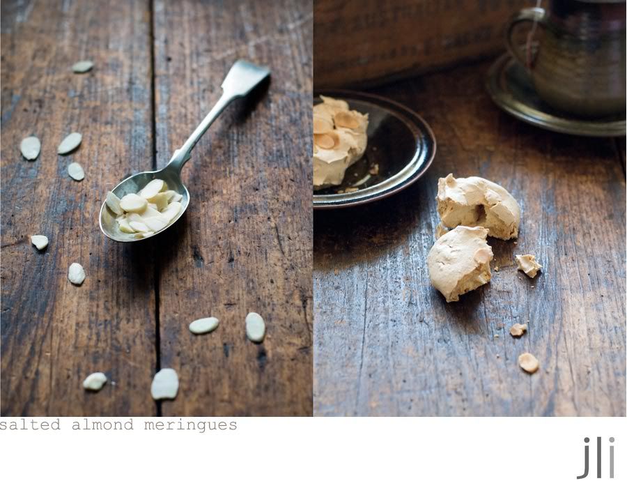 salted almond meringues