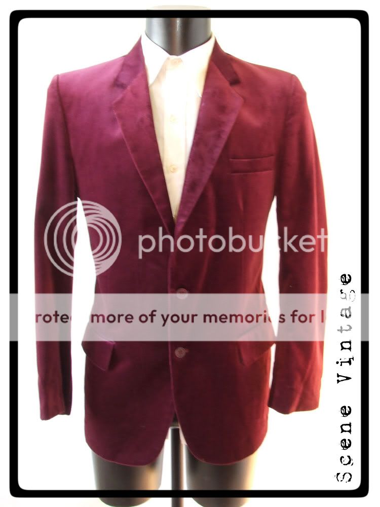   RED BURGUNDY VELVET DINNER EVENING JACKET BLAZER MEDIUM 40  