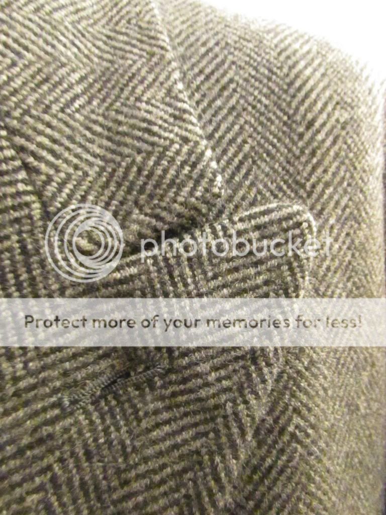 Mens Vtg Retro RARE Holland Sherry Grey Wool Tweed Pea Coat Trench Over XL 46