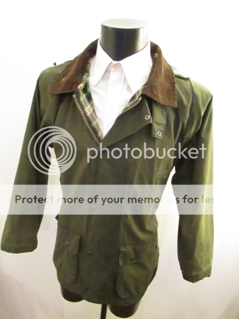 Mens Vtg Retro 1980s Border Green Wax Country Wear Quilt Coat Jacket Small 38