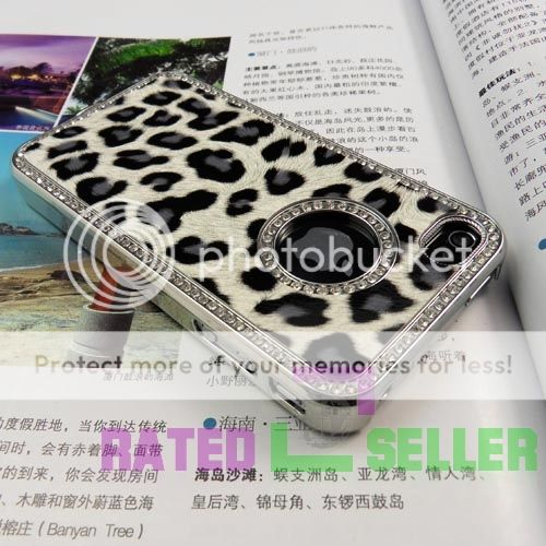 Luxury Bling Diamond Leopard Hard Case Cover For iPhone 4 4G  