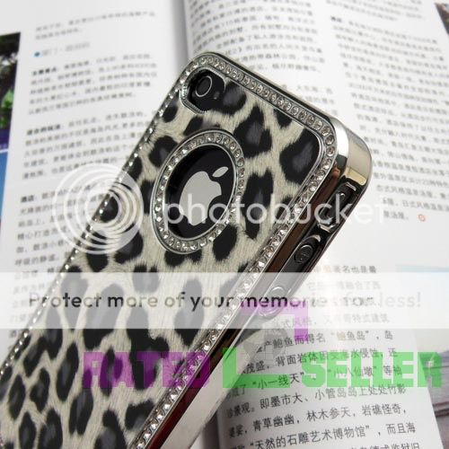 Luxury Bling Diamond Leopard Hard Case Cover For iPhone 4 4G  