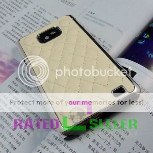   Leather Chrome Hard Case Cover For Samsung Galaxy S2 i9100 Beige