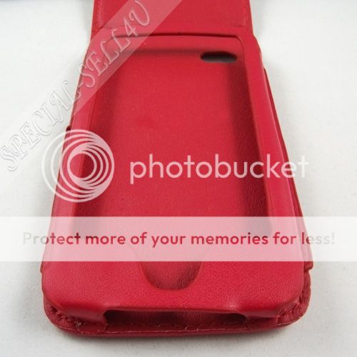 Red Flip Leather Case Pouch for iPod Touch 4th Gen 4G  