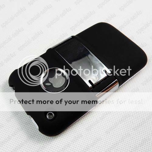 Deluxe Black Case Stand Cover w/Chrome iPhone 3G 3GS  