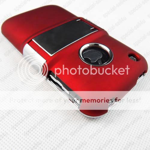 Deluxe Red Case Stand Cover w/Chrome for iPhone 3G 3GS  